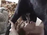 MILF getting fucked doggy style while having dog sex